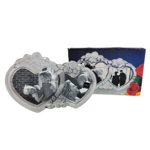 Mikasa Rosemont Double Heart Frame Crystal 11" Orig Box Free Standing VTG NEW